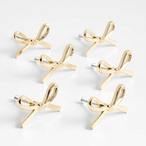 Crate & Barrel Gold Bow Knobs Set of 6